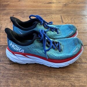 Hoka One One Clifton 8 Max Cushioned Road Running Shoes Blue Mens Size 8